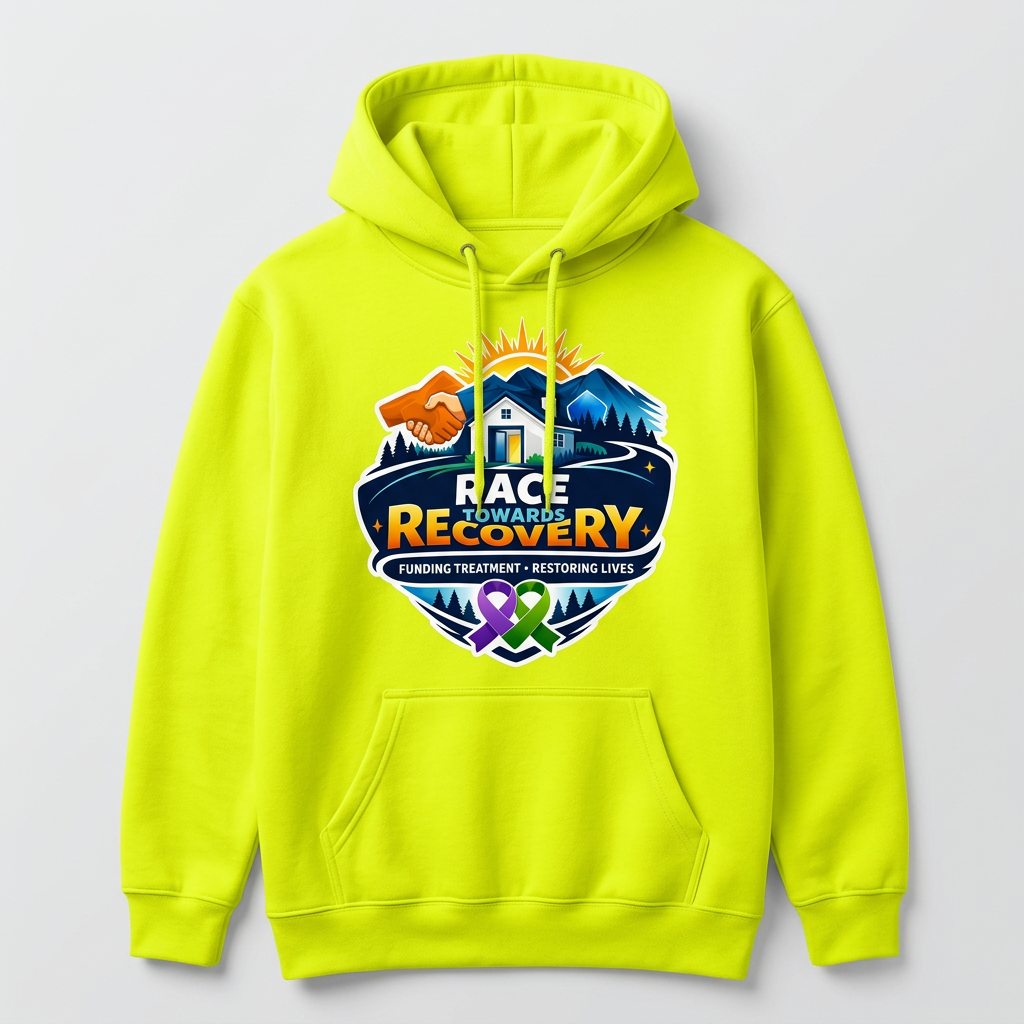 Neon Yellow Hoodie — Race Towards Recovery merchandise