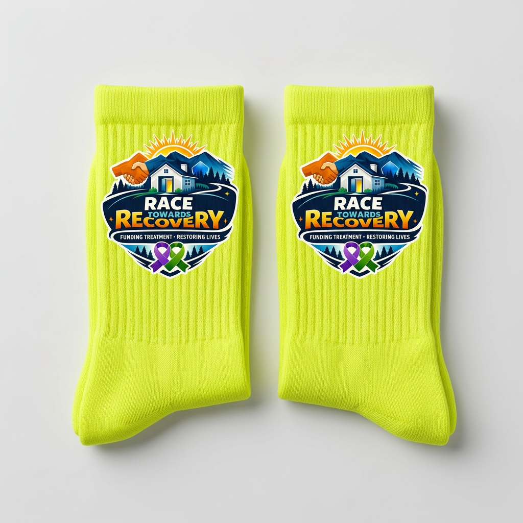 Neon Yellow Logo Socks — Race Towards Recovery merchandise