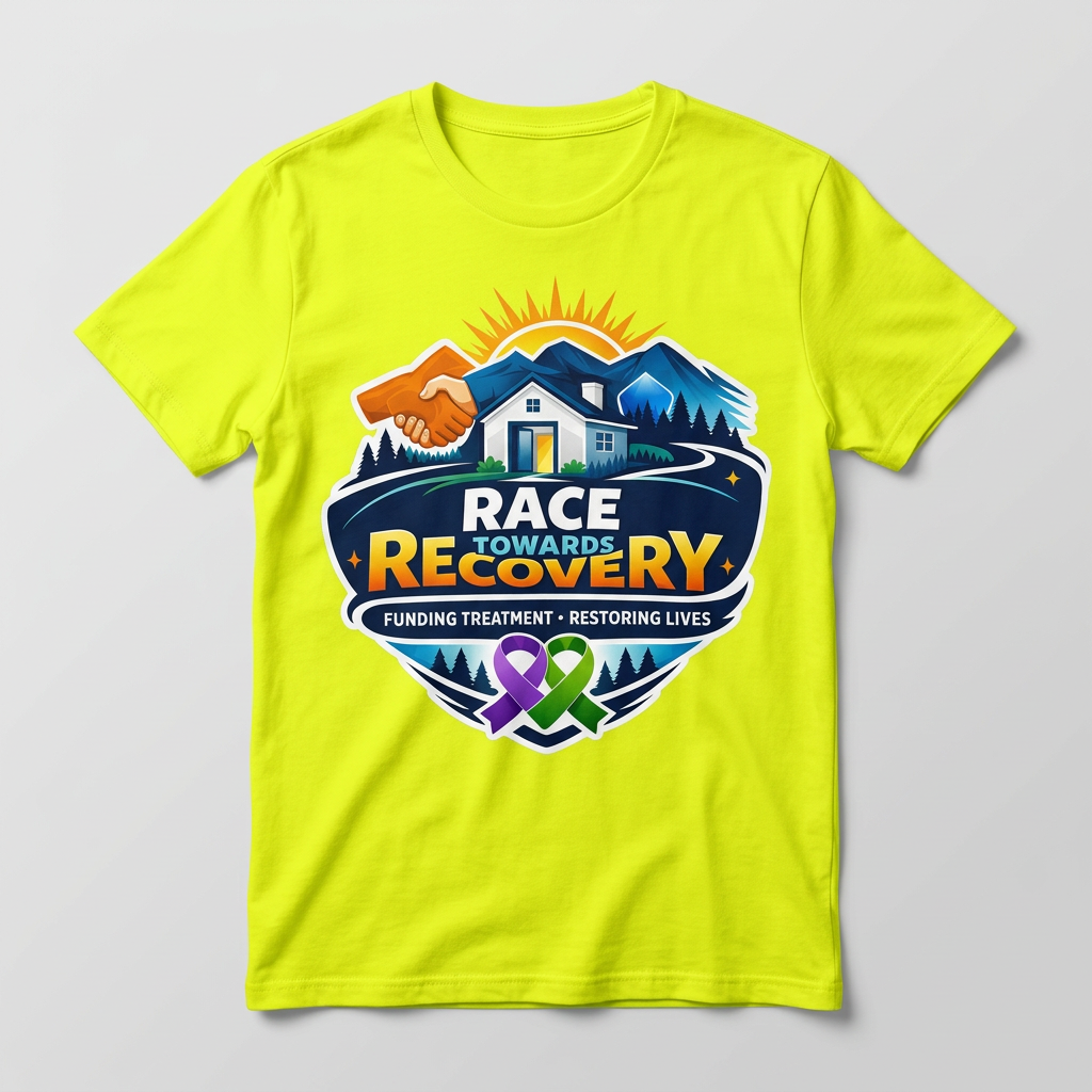 Neon Yellow Logo Tee — Race Towards Recovery merchandise